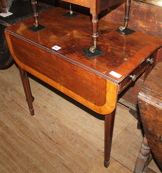 Inlaid mahogany drop leaf table